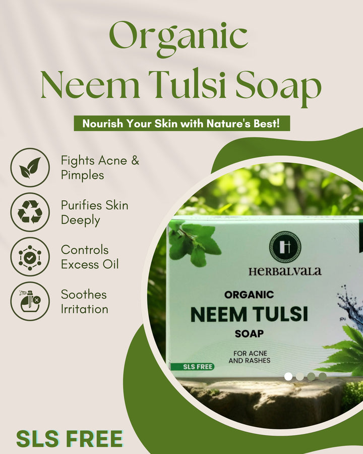 Herbalvala Glycerin Based Neem and Tulsi Soap for Refreshed & Nourished Body || Cleanses Skin & Prevent Infection || For Hydrated, Supple & Rash Free Skin || For All Skin Type (Pack of 3)
