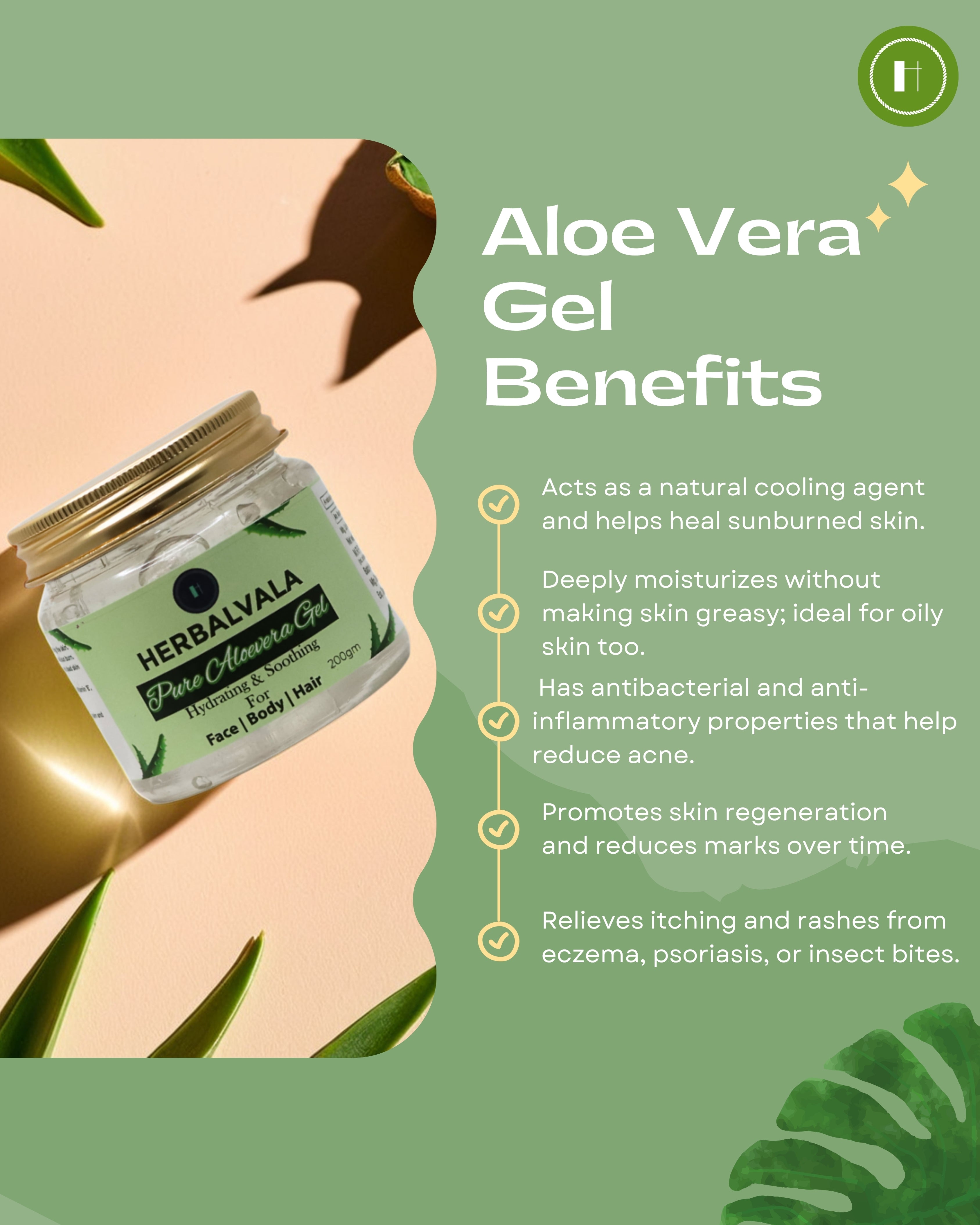 Herbalvala Pure Aloe Vera Gel – Naturally Made for Face, Body & Hair (200g)