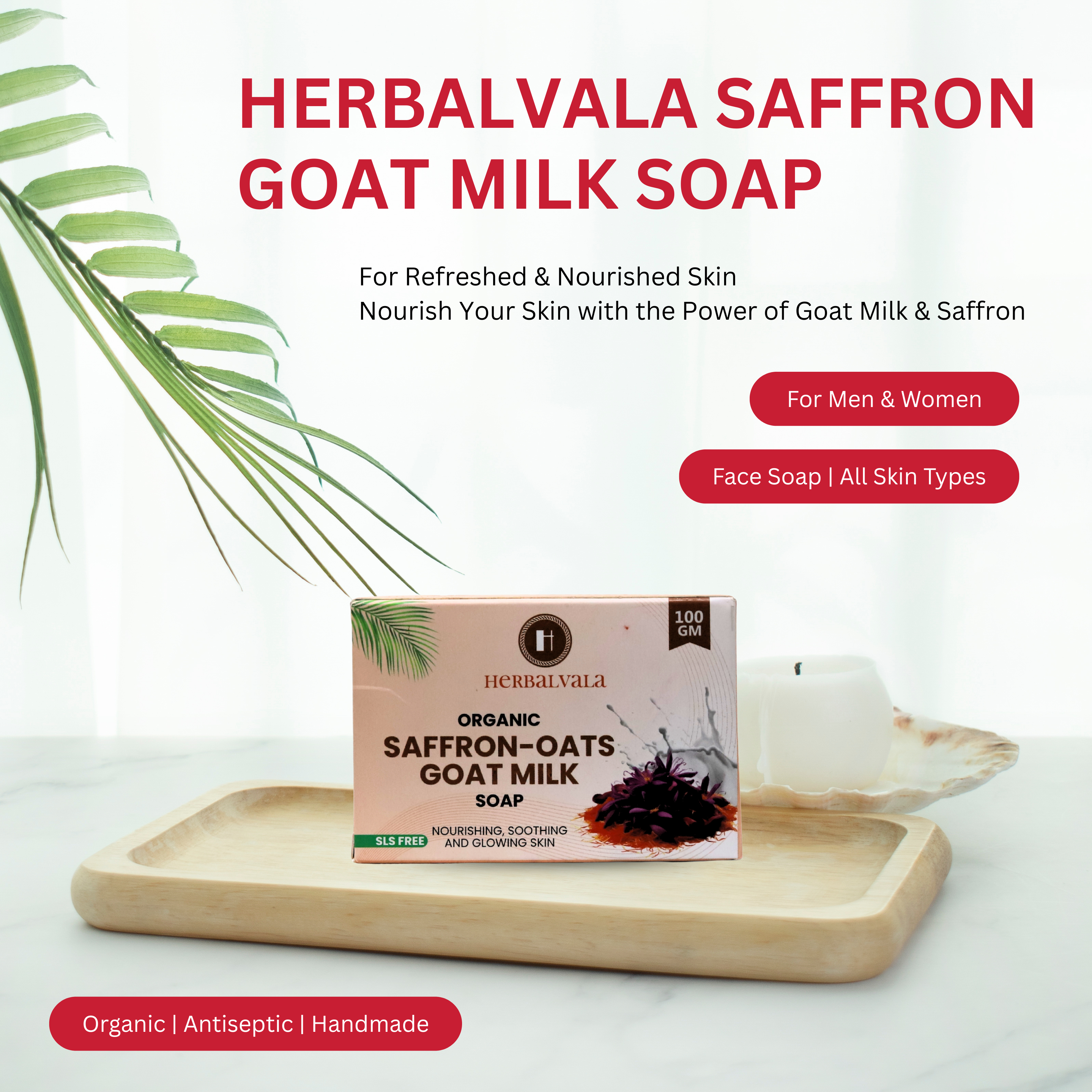 Herbalvala Saffron Goat Milk Soap for Refreshed & Nourished Body || Bathing Soap to Minimise Signs Of Aging || Suitable for All Skin Type ||Nourish Your Skin with Saffron-Infused Goat Milk Soap (Pack Of 2)