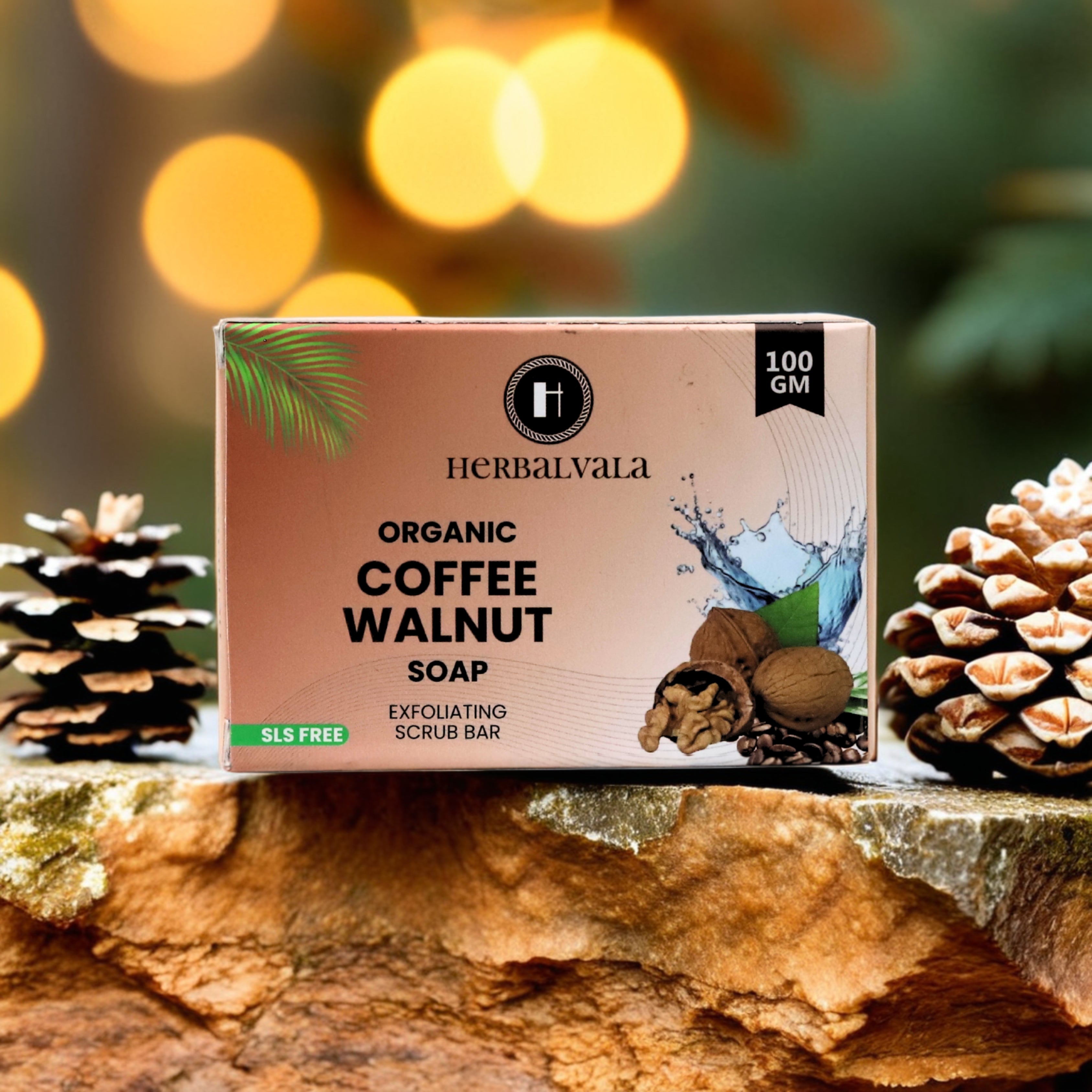 Herbalvala Glycerin Based Coffee Walnut Soap(Pack of 3) for Refreshed & Nourished Body