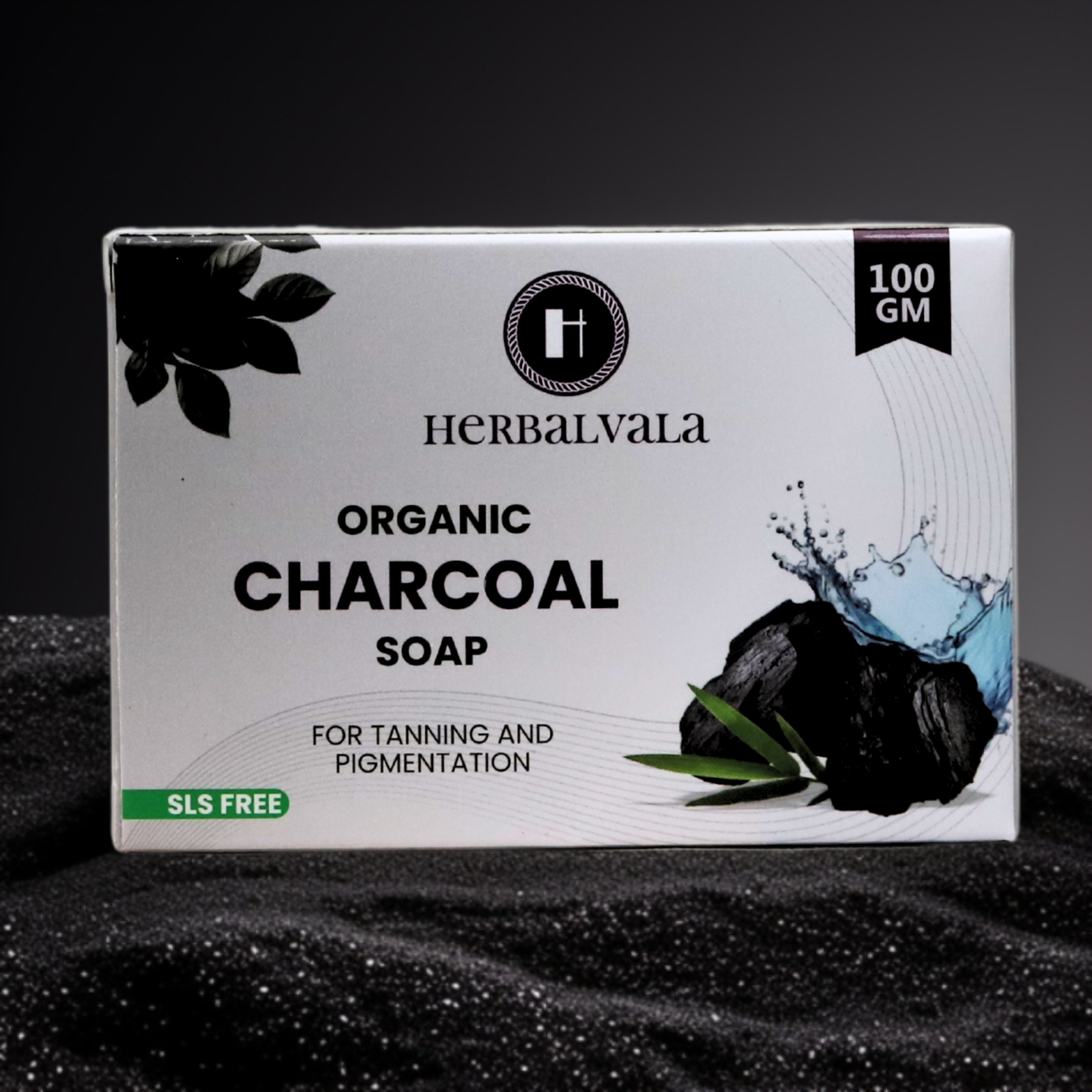 Herbalvala Organic Charcoal Face Soap for Radiant Glow || Detox Bathing Soap || Body Cleansing || Organic Face Soap || Pollution Damage Control || Natural Soap – Pack of 3