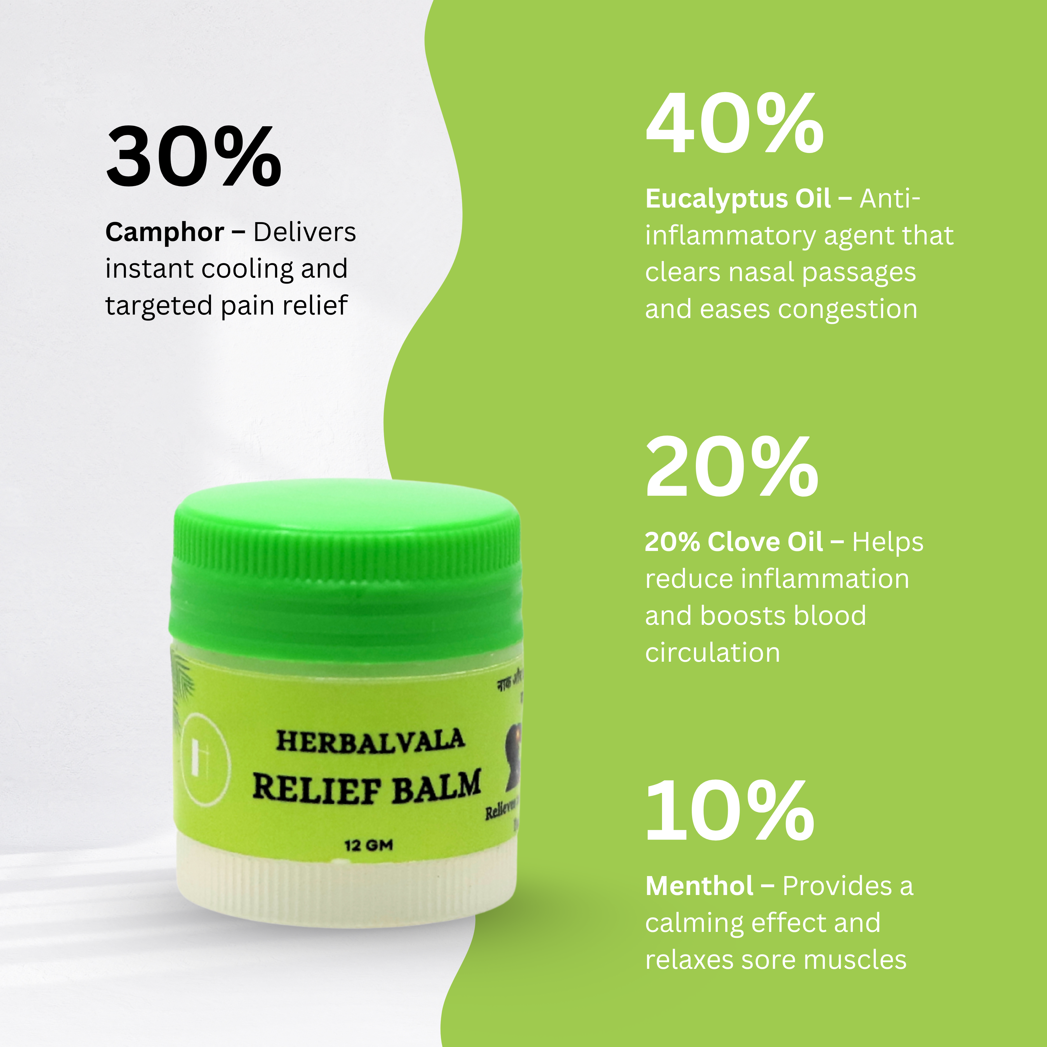 Herbalvala Relief Balm (Pack of 4) for Headache, Body, Joints & Muscle Pain