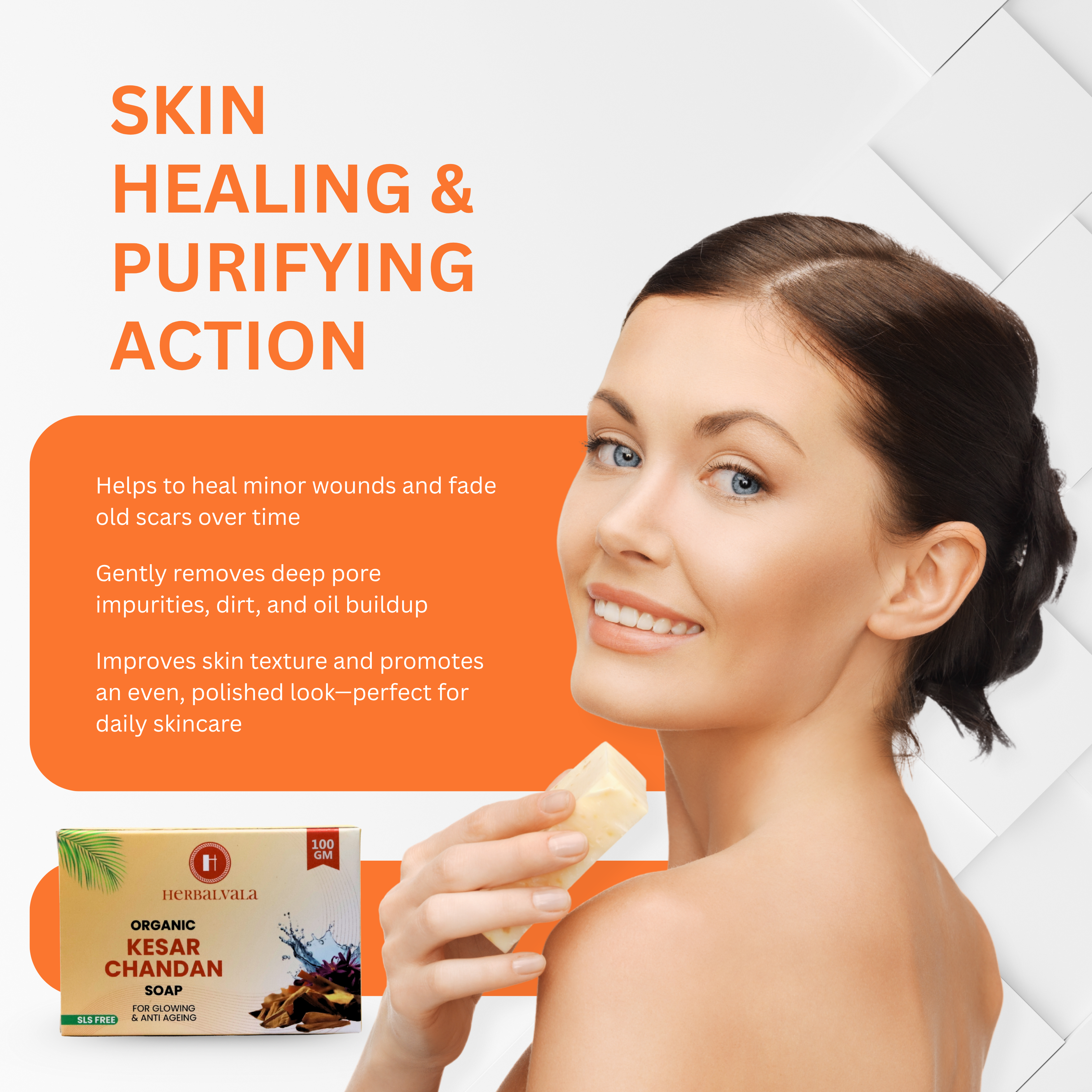 Herbalvala Glycerin-Based Kesar Chandan Soap for Refreshed & Nourished Body || Moisturizers || Soothes Skin, Gives Healthy Glow & Leaves Long Lasting Fragrance || (Pack of 3)