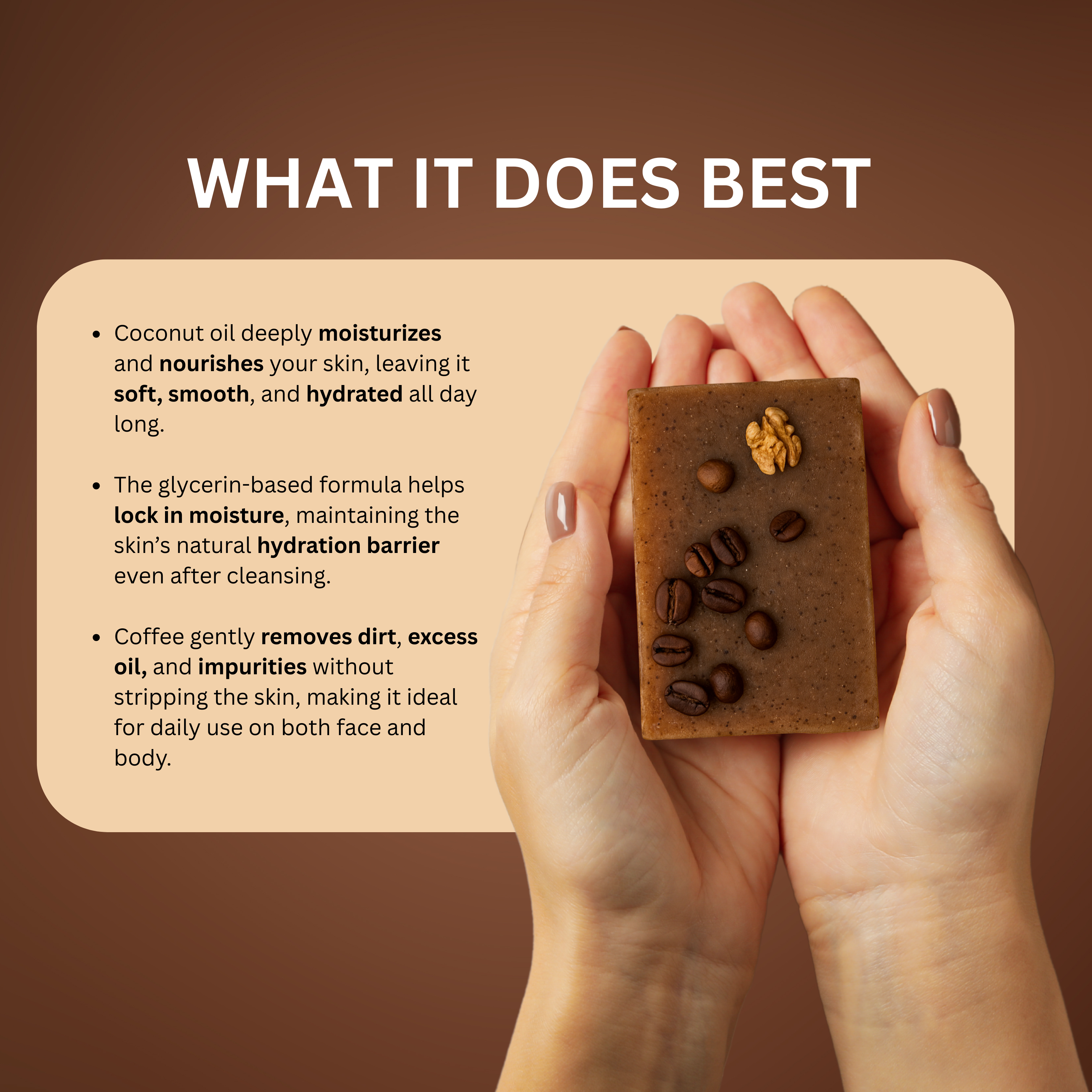 Herbalvala Glycerin Based Coffee Walnut Soap(Pack of 3) for Refreshed & Nourished Body