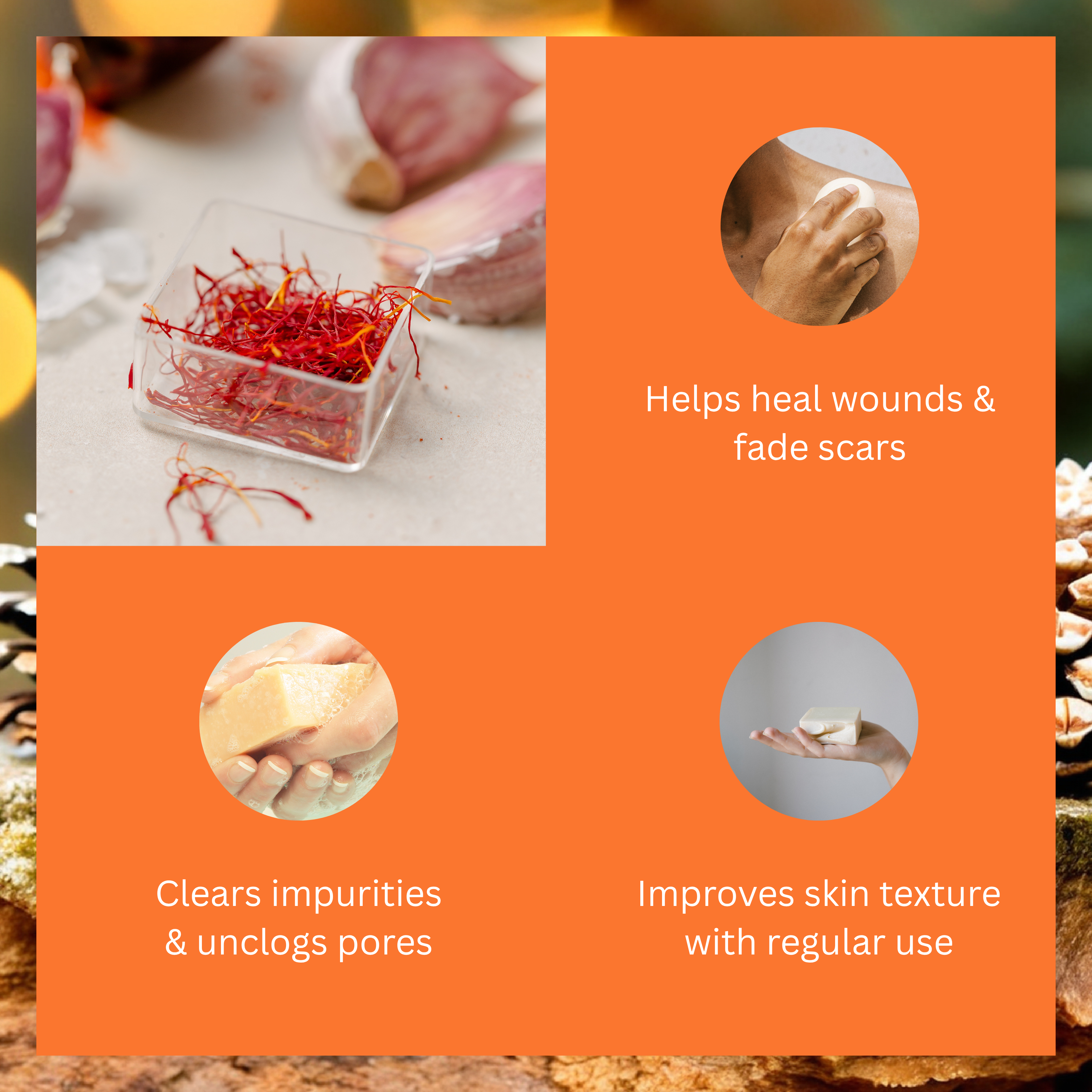 Herbalvala Glycerin-Based Kesar Chandan Soap for Refreshed & Nourished Body || Moisturizers || Soothes Skin, Gives Healthy Glow & Leaves Long Lasting Fragrance || (Pack of 3)