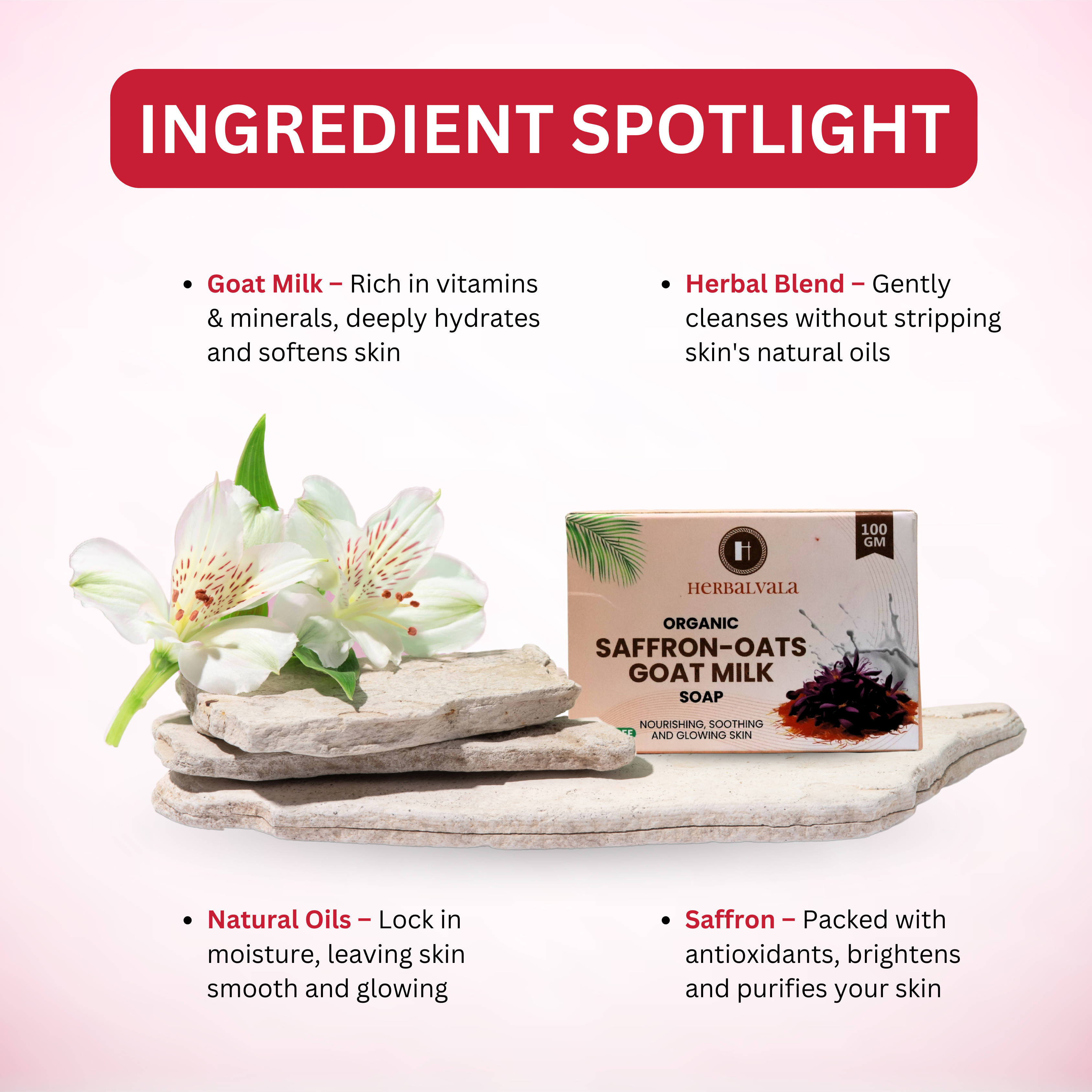 Herbalvala Saffron Goat Milk Soap for Refreshed & Nourished Body || Bathing Soap to Minimise Signs Of Aging || Suitable for All Skin Type ||Nourish Your Skin with Saffron-Infused Goat Milk Soap (Pack Of 2)