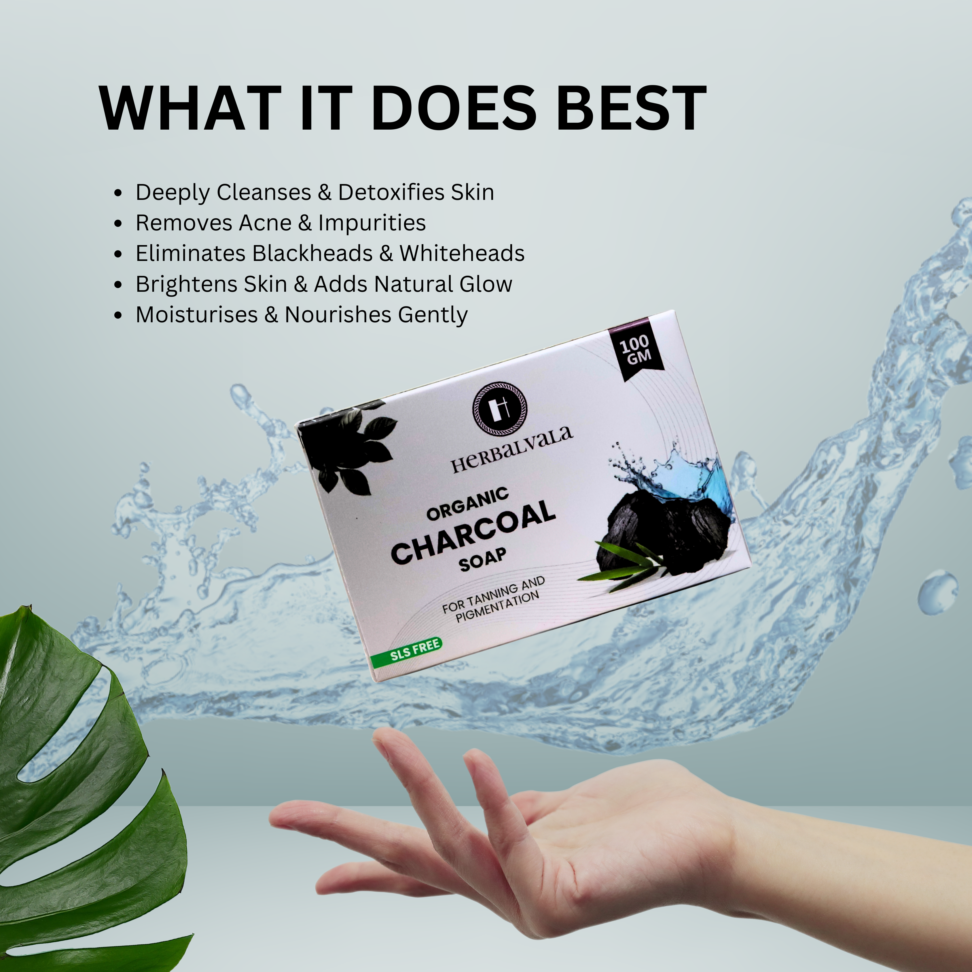 Herbalvala Organic Charcoal Face Soap for Radiant Glow || Detox Bathing Soap || Body Cleansing || Organic Face Soap || Pollution Damage Control || Natural Soap – Pack of 3