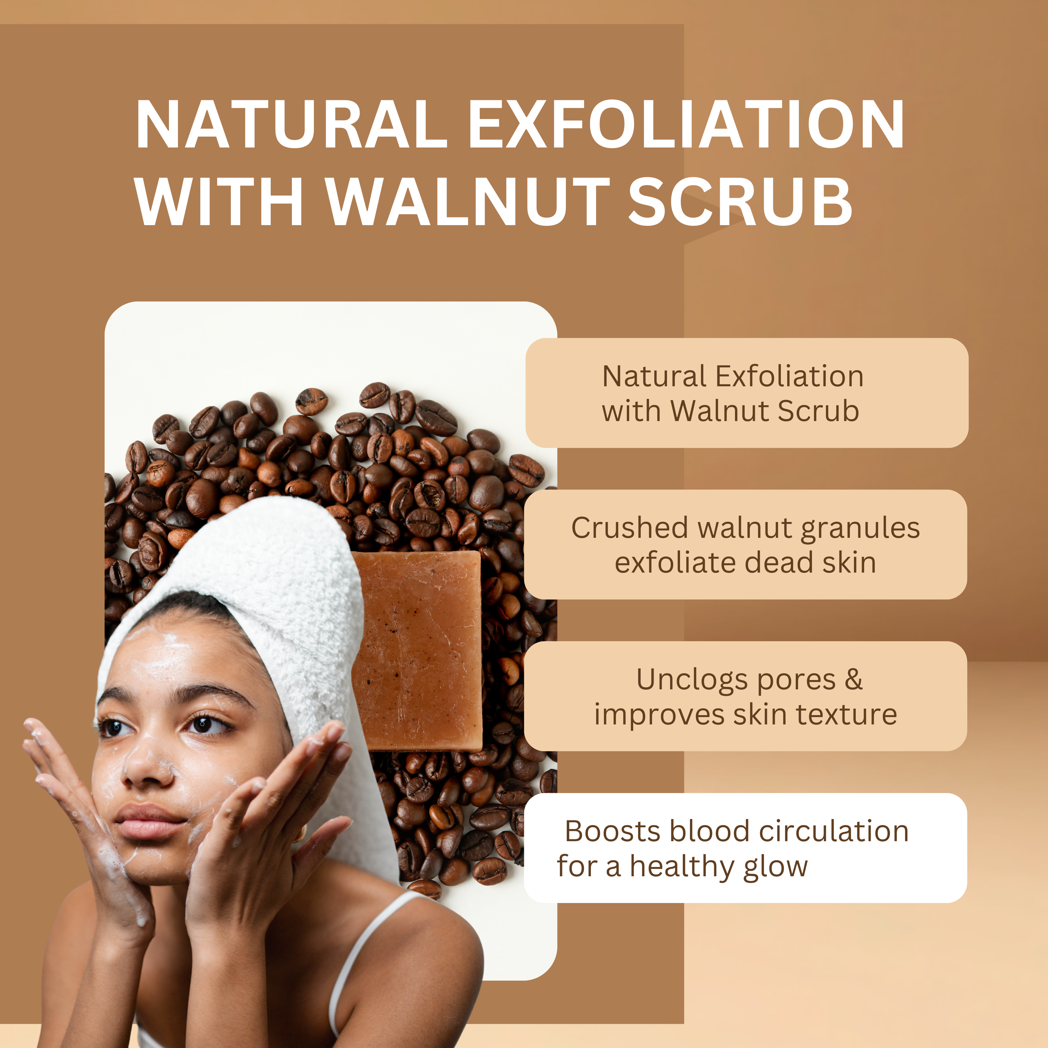 Herbalvala Glycerin Based Coffee Walnut Soap(Pack of 3) for Refreshed & Nourished Body