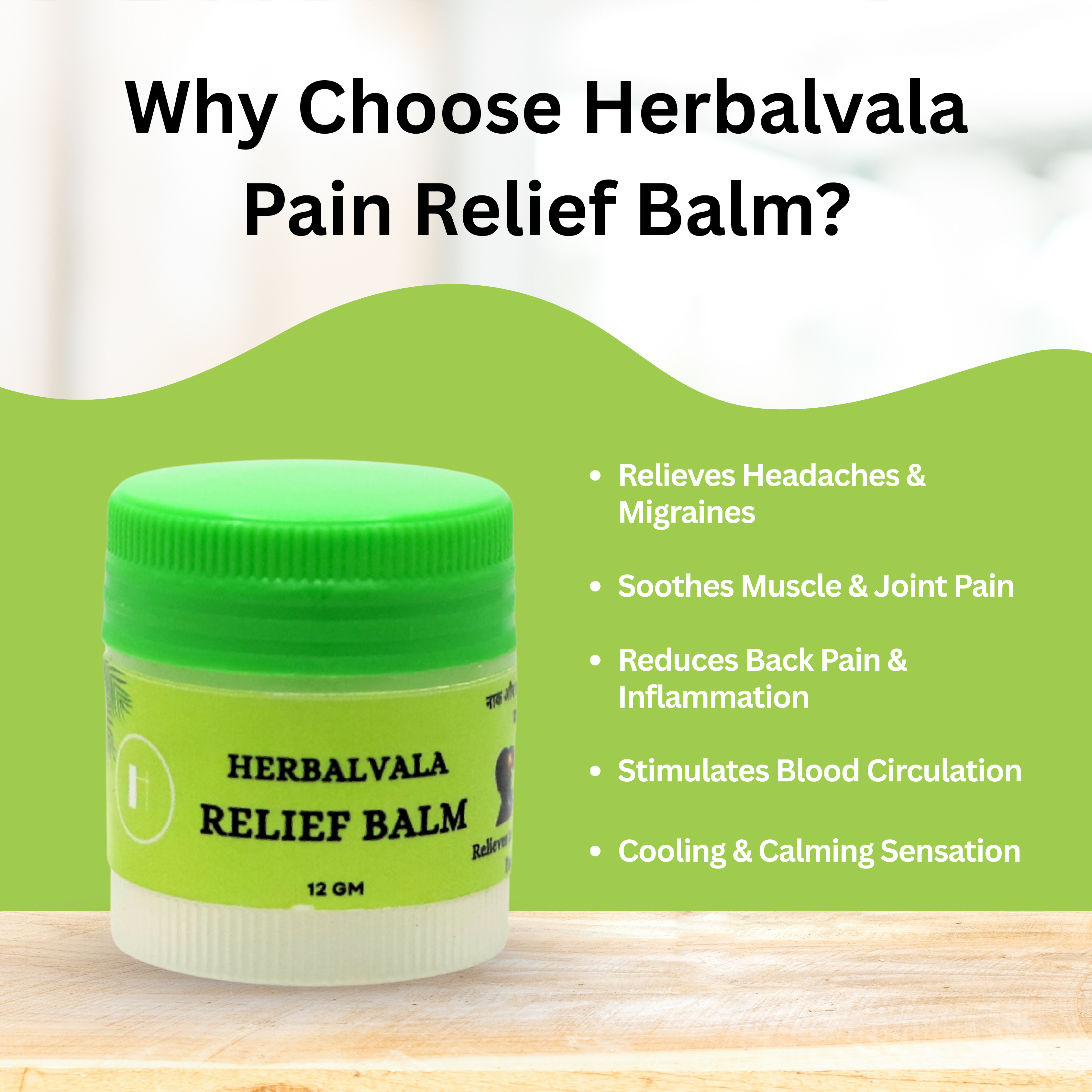 Herbalvala Relief Balm (Pack of 4) for Headache, Body, Joints & Muscle Pain