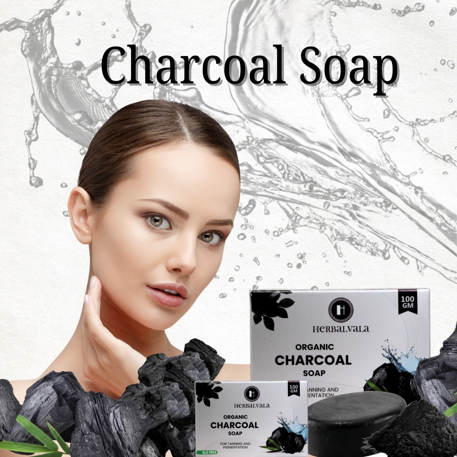 Herbalvala Organic Charcoal Face Soap for Radiant Glow || Detox Bathing Soap || Body Cleansing || Organic Face Soap || Pollution Damage Control || Natural Soap – Pack of 3