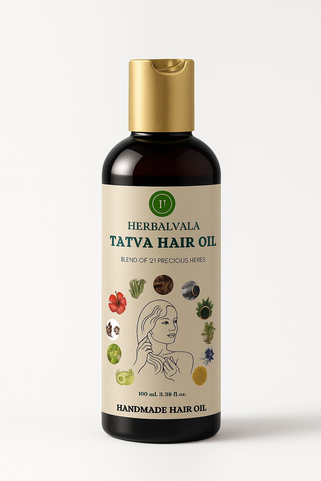 Herbalvala Tatva Hair Oil for Nourished Long Hair || Prevent Hairfall, Anti-dandruff, Premature Graying || Natural Care for Strong, Healthy, and Lustrous Hair || 100 ml