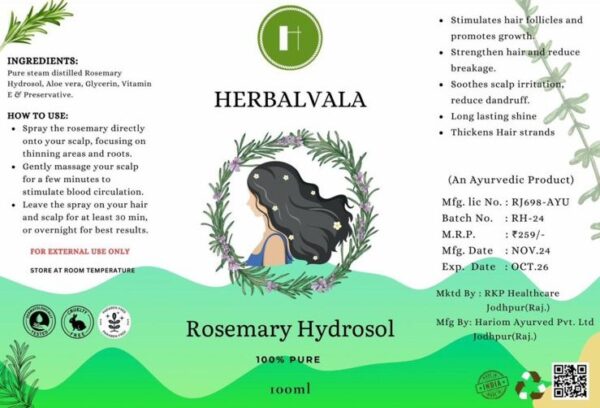 Herbalvala Rosemary Water For Hair Growth | Mist Spray for Hairfall | Rosemary Hair Mist | Adds Shine & Helps Reduce Hairfall, Strengthens Hair | For All Hair Types | For Men & Women - Image 2