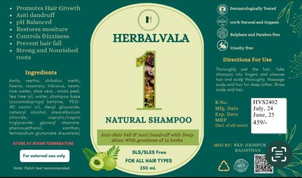 Herbalvala Natural Shampoo | SLS-Free | For All Hair Types | 250mL - Image 2